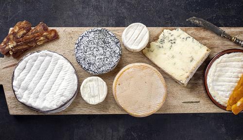 A varied platter of cheeses